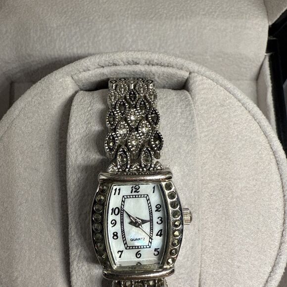 M.Z. Berger Marcasite Women’s Quartz Watch Silver Tone MOP Dial Bracelet main image 4
